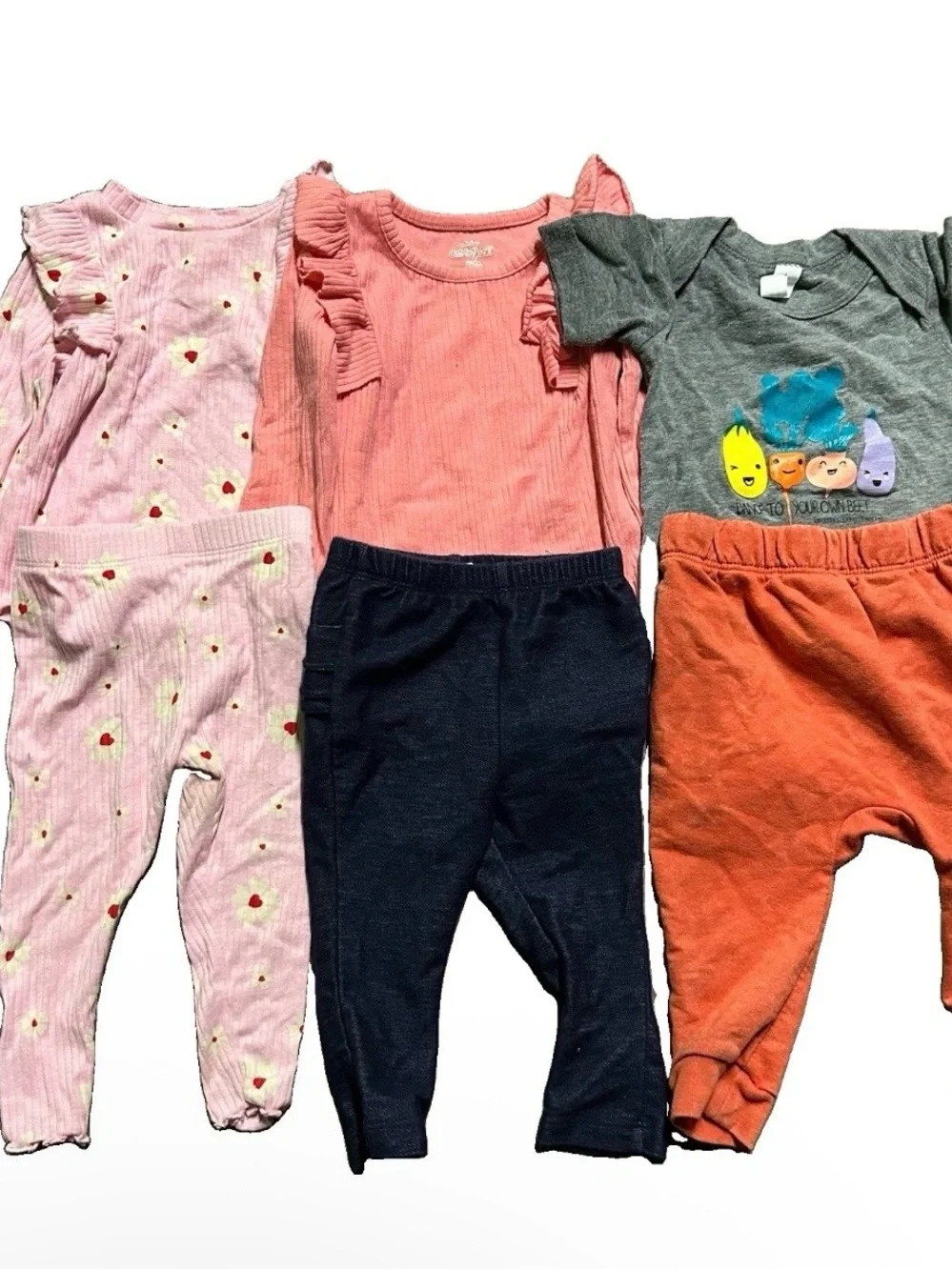 Baby Girl Matching Set Long Sleeve Short Sleeve Pants Size 6-9 Months
